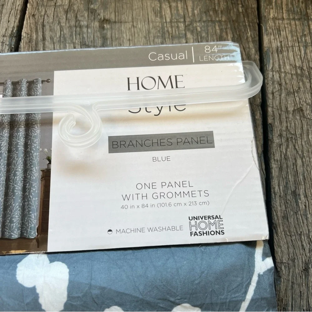 HOME STYLE Branches Grommet Curtain Panel Blue 40 in x 84 in NEW NWT